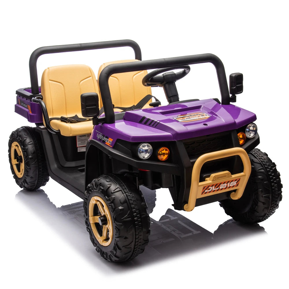24V XXXL Kids Ride on UTV W/Parents Remote Control,Two-seater,Automatic Tipping Bucket,Rear Wheel Suspension,Slow Start