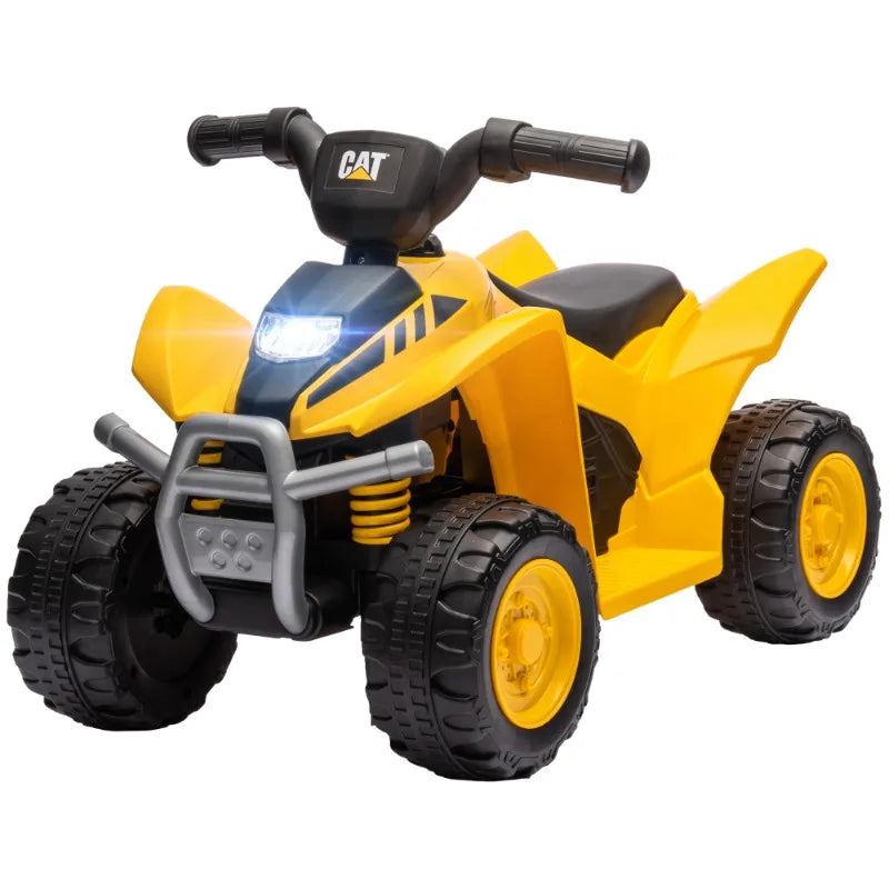 CAT Licensed Kids ATV, 6V Four-Wheeler for Kids with Horn, LED Headlights, Single-Button Start for 18-36 Months