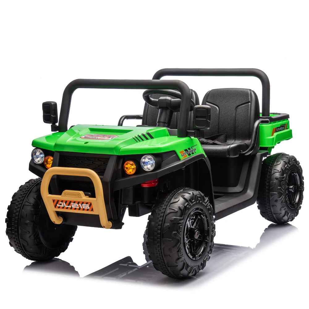 24V XXXL Kids Ride on UTV W/Parents Remote Control,Two-seater,Automatic Tipping Bucket,Rear Wheel Suspension,Slow Start
