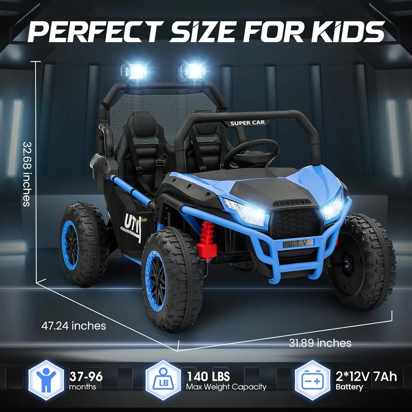 24V Ride on UTV Kids Car with Remote Control, Ride on Truck with Spring Suspensions, 2 Speeds,Lights, Treaded Tires