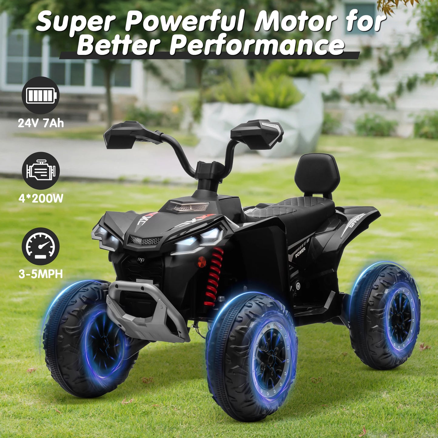 Kids ATV 4 Wheeler, Upgraded 2 Seater 24V Ride On Toy for Big Kid w/800W Powerful Motor, Battery Powered