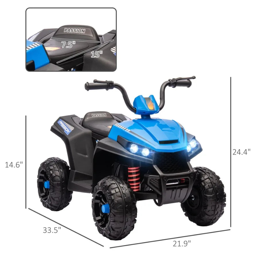 Qaba 12V ATV Battery Powered Four Wheeler with Spring Suspension Forward Reverse LED Lights Music MP3 Electric Car for Boys Gir