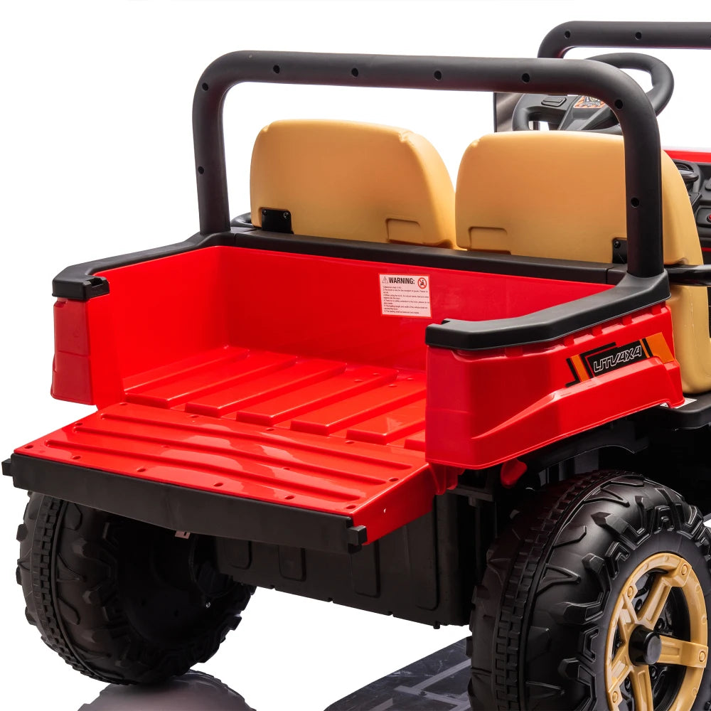 24V XXXL Kids Ride on UTV W/Parents Remote Control,Two-seater,Automatic Tipping Bucket,Rear Wheel Suspension,Slow Start