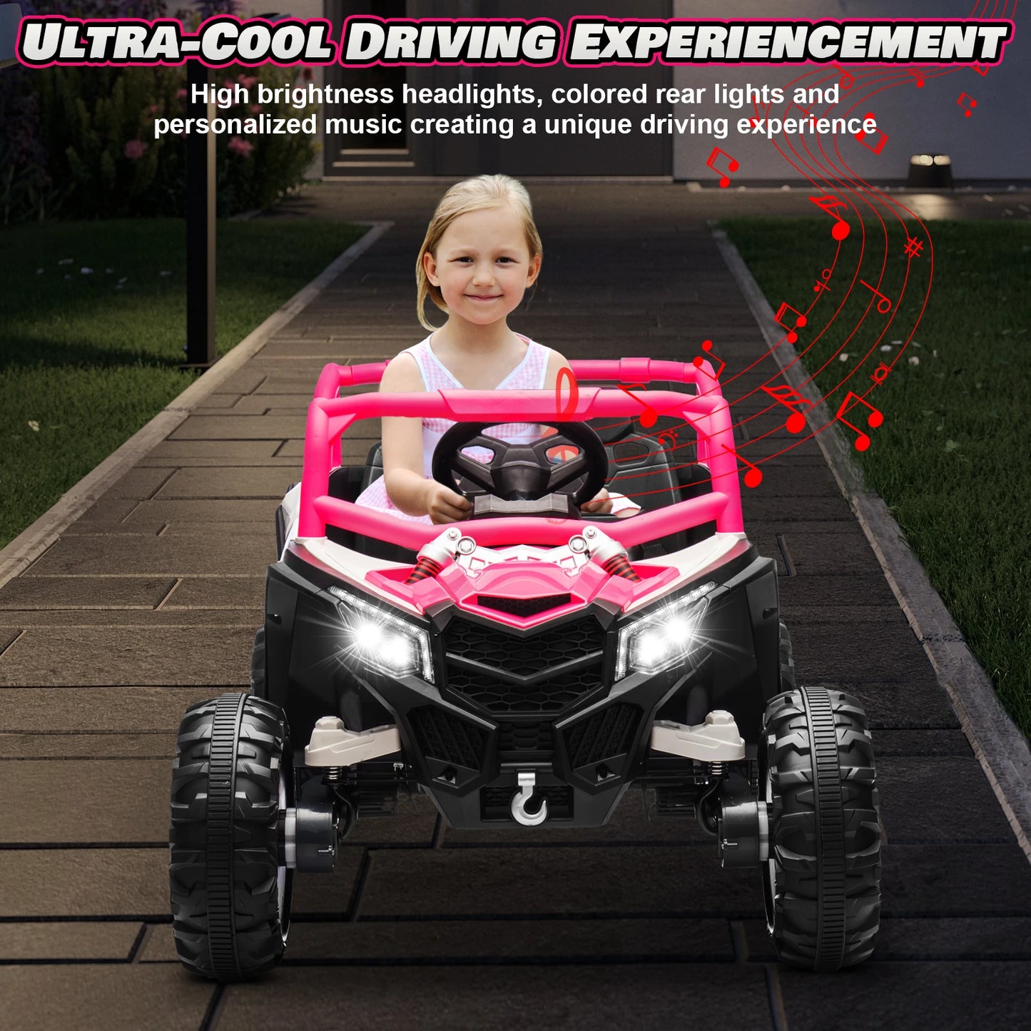 24V Ride On Car for Kids w/Remote Control, Battery Powered Off-Road UTV, 4x150W Motors,4 Shock Absorbers, 4.5 Mph Max S