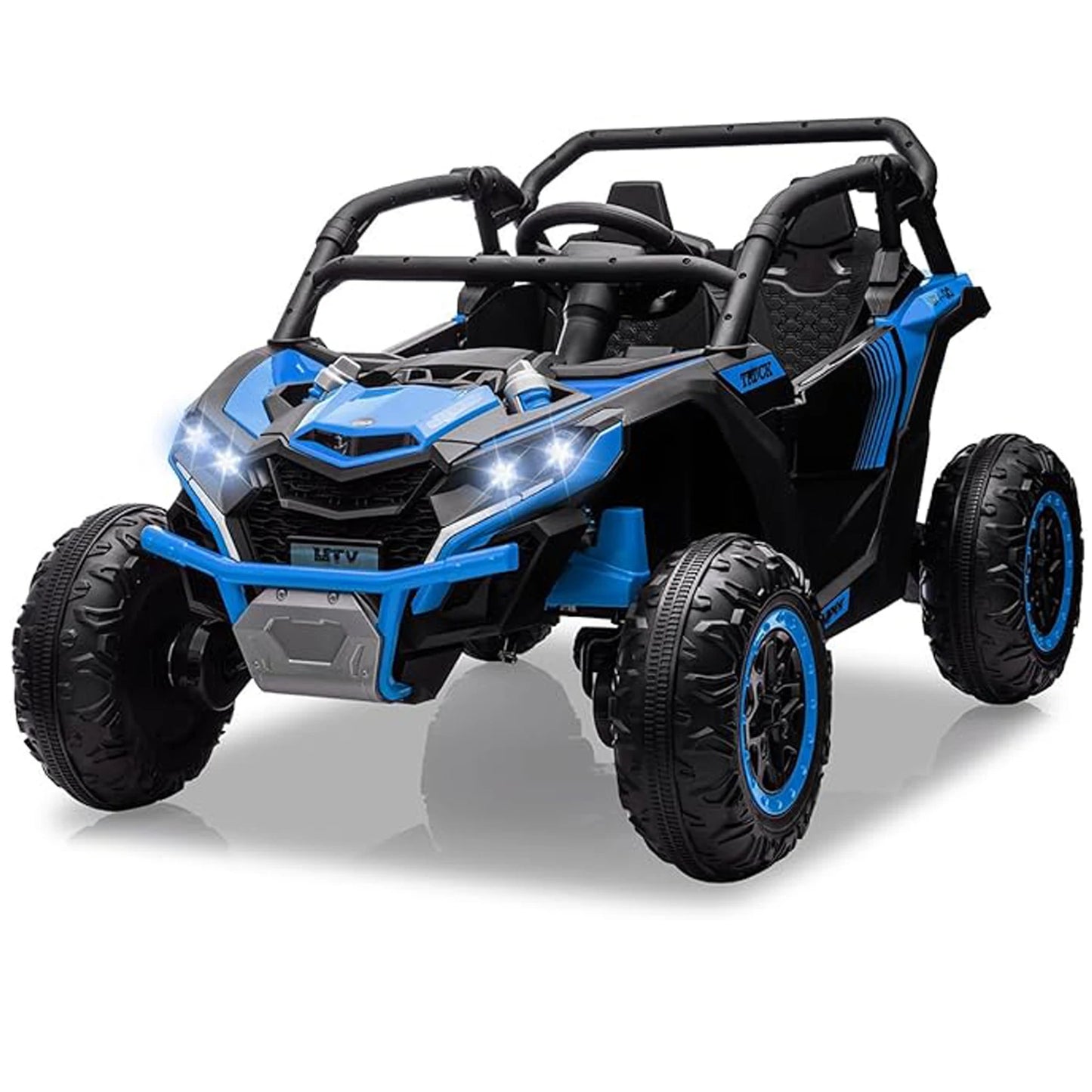 24V Kids Ride On Utv,2-Seater 4WD Off Road Electric Vehicle with Remote Control,Led Lights, 4 Shock Absorbers, One-Button Start