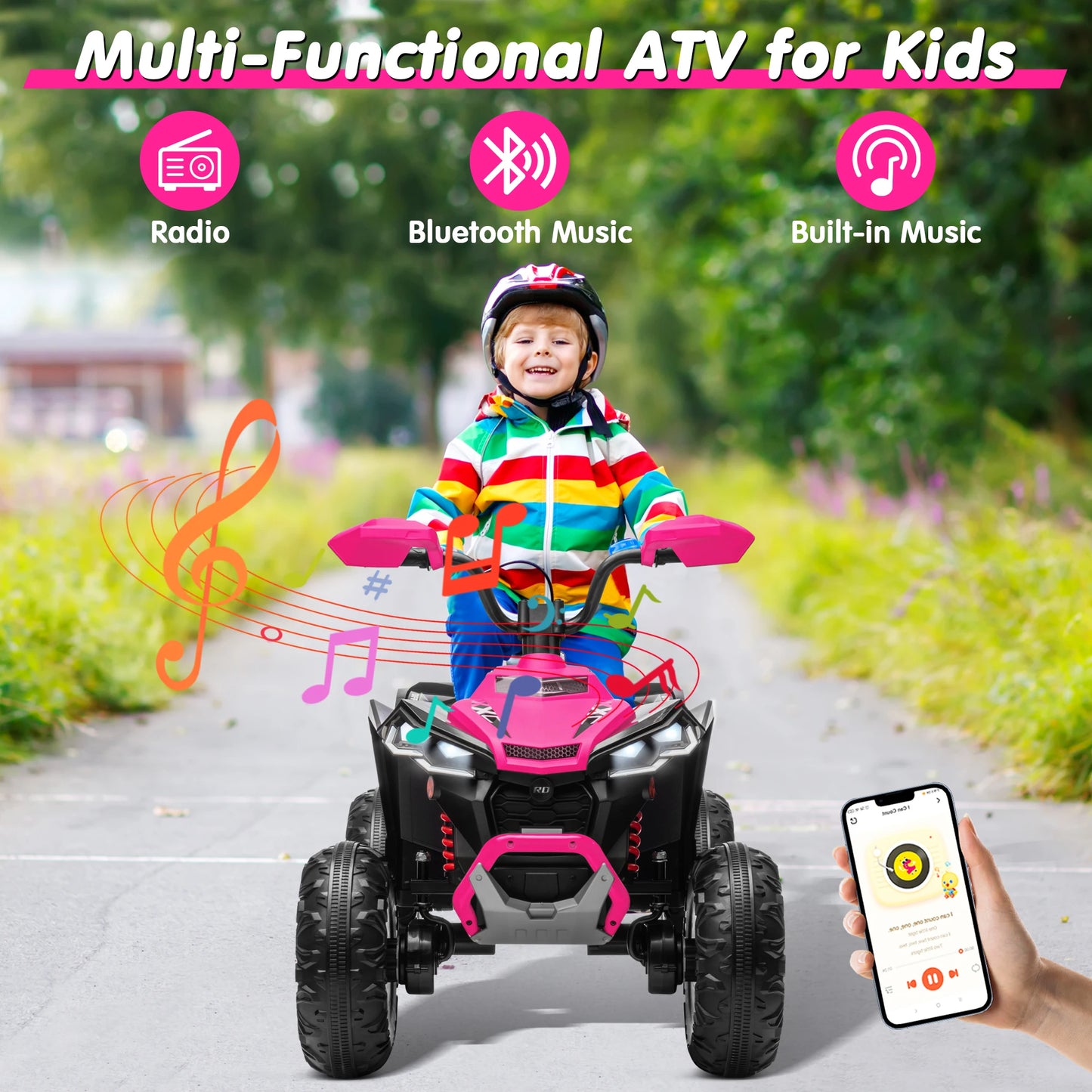 Kids ATV 4 Wheeler, Upgraded 2 Seater 24V Ride On Toy for Big Kid w/800W Powerful Motor, Battery Powered