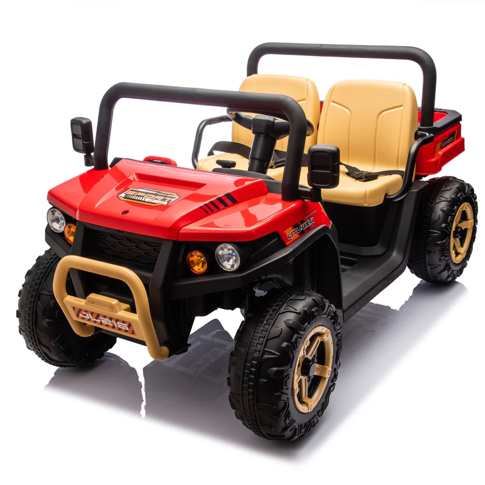 24V XXXL Kids Ride on UTV W/Parents Remote Control,Two-seater,Automatic Tipping Bucket,Rear Wheel Suspension,Slow Start