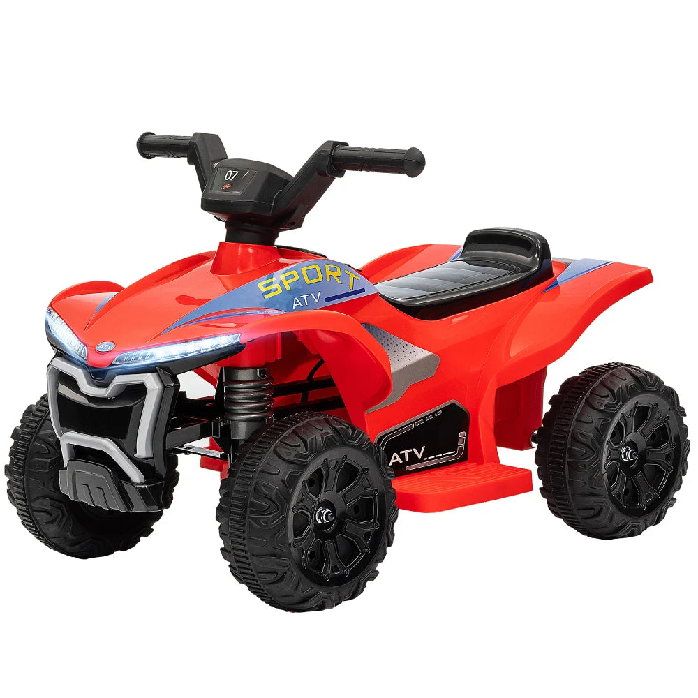 Qaba Kids ATV Quad, 6V Ride on Toy with 1.6MPH Max Speed Rechargeable Battery 4 Wheeler Battery Powered Lights Forward & Reverse