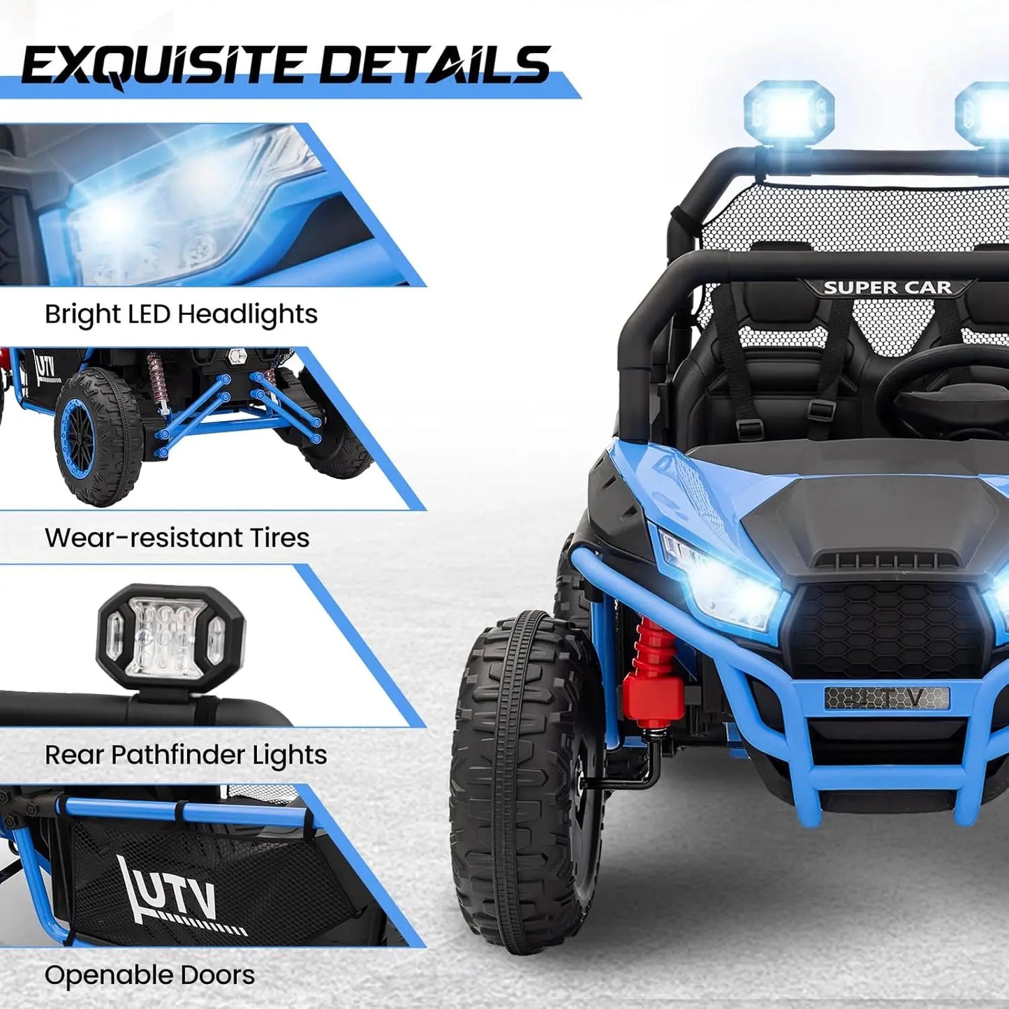 24V Ride on UTV Kids Car with Remote Control, Ride on Truck with Spring Suspensions, 2 Speeds,Lights, Treaded Tires