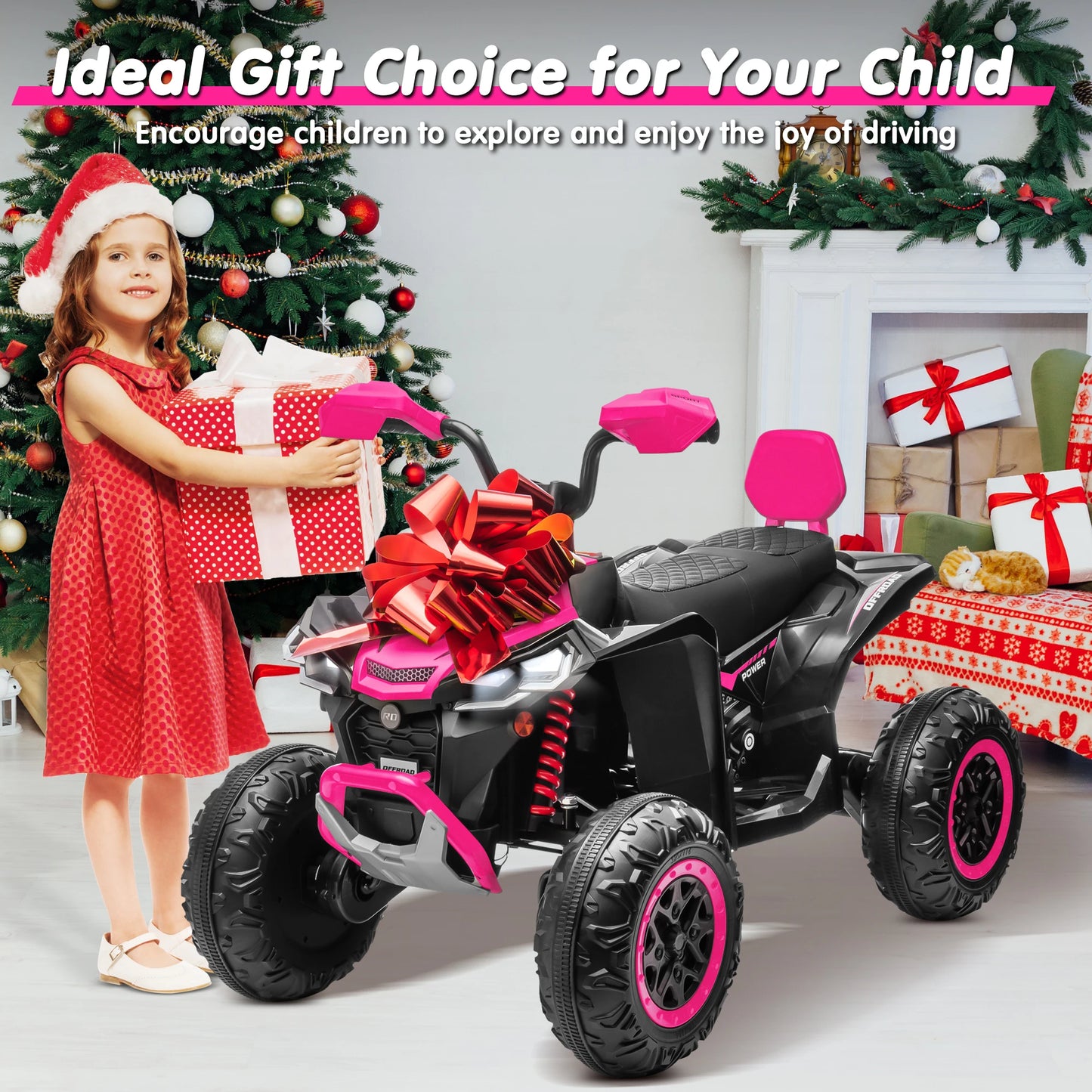 Kids ATV 4 Wheeler, Upgraded 2 Seater 24V Ride On Toy for Big Kid w/800W Powerful Motor, Battery Powered