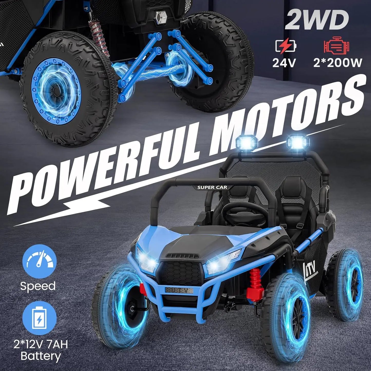 24V Ride on UTV Kids Car with Remote Control, Ride on Truck with Spring Suspensions, 2 Speeds,Lights, Treaded Tires
