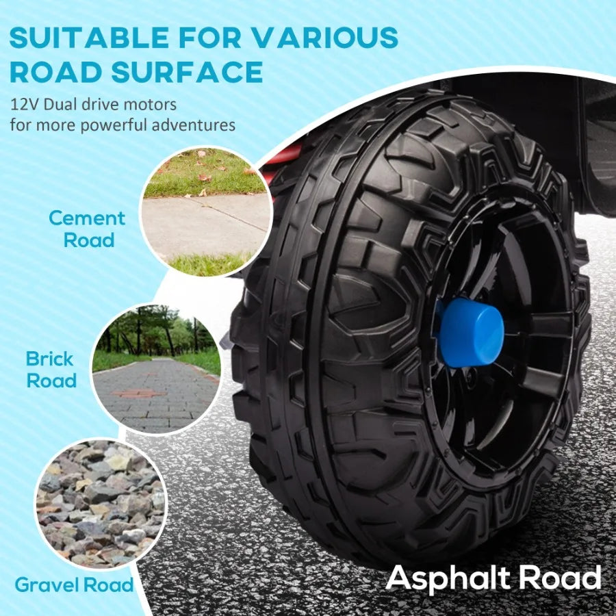 Qaba 12V ATV Battery Powered Four Wheeler with Spring Suspension Forward Reverse LED Lights Music MP3 Electric Car for Boys Gir