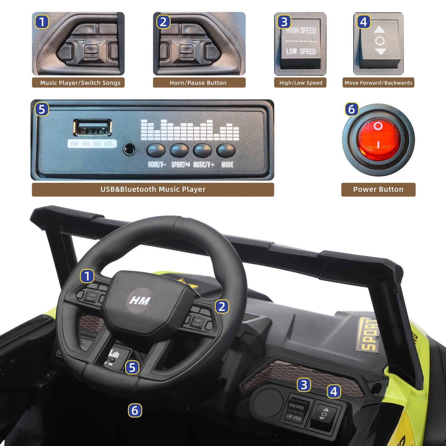 12V Kids UTV Car Electric Ride on Toy Battery ATV Vehicle w/ Remote Control LED