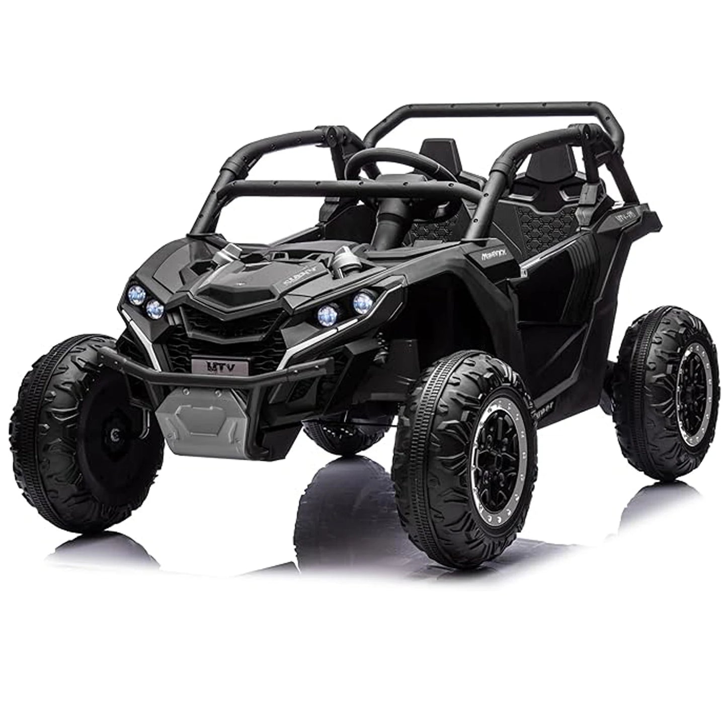 24V Kids Ride On Utv,2-Seater 4WD Off Road Electric Vehicle with Remote Control,Led Lights, 4 Shock Absorbers, One-Button Start