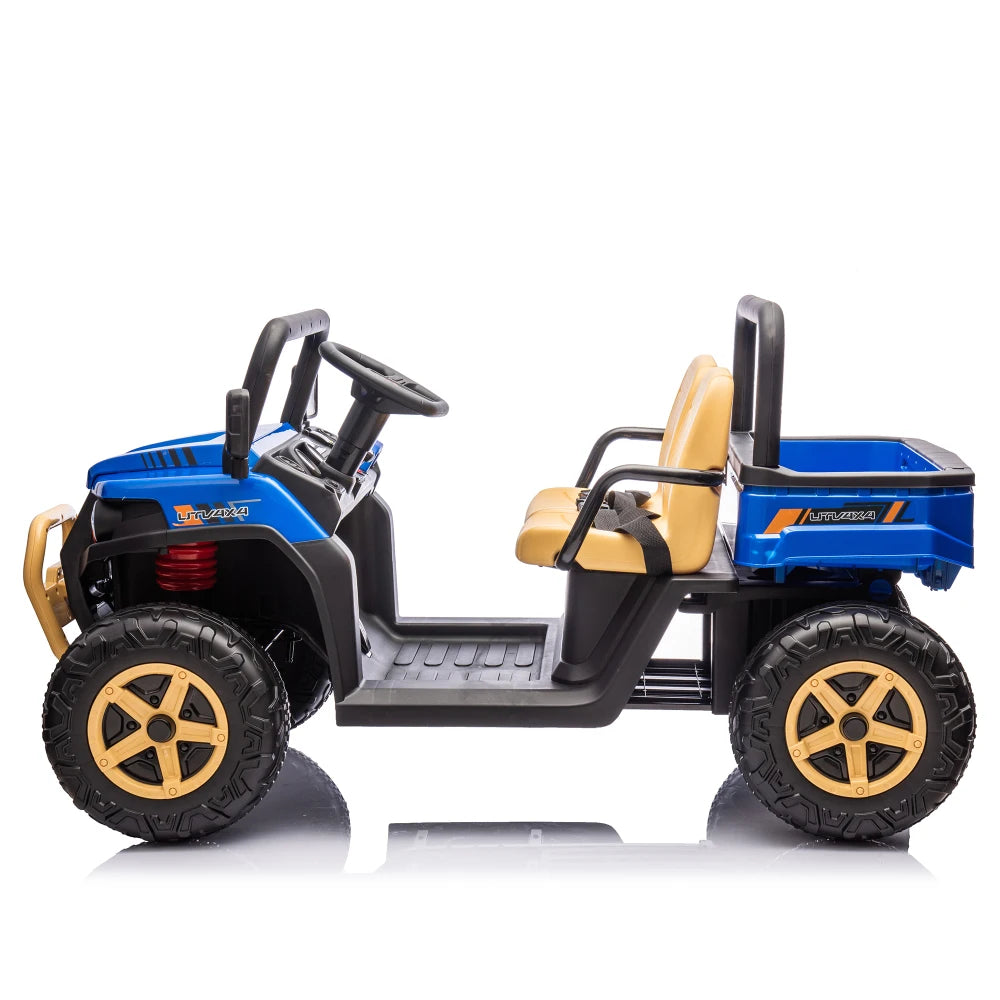24V XXXL Kids Ride on UTV W/Parents Remote Control,Two-seater,Automatic Tipping Bucket,Rear Wheel Suspension,Slow Start