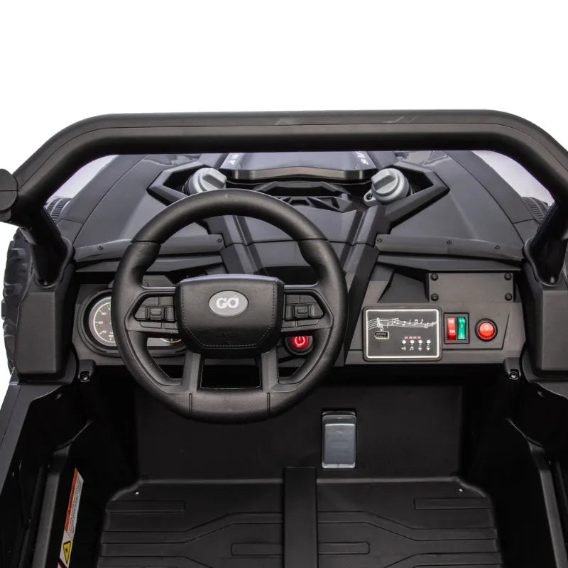 24V Two-Seater Kids Ride On UTV,Anti-collision bar,Storage space,Music,USB,Bluetooth,Volume control,for Kids 3+.
