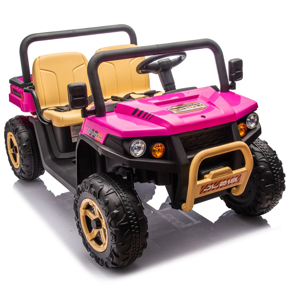 24V XXXL Kids Ride on UTV W/Parents Remote Control,Two-seater,Automatic Tipping Bucket,Rear Wheel Suspension,Slow Start