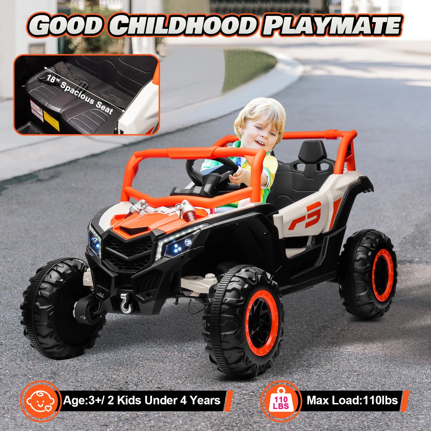 24V Ride On Car for Kids w/Remote Control, Battery Powered Off-Road UTV, 4x150W Motors,4 Shock Absorbers, 4.5 Mph Max S