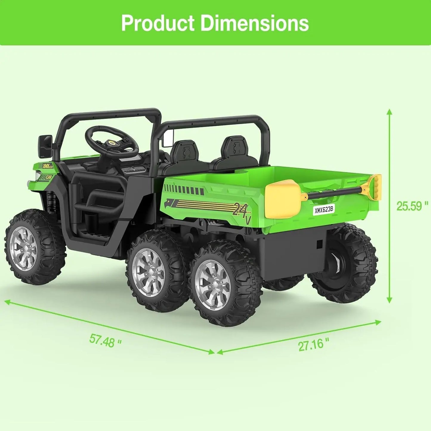 Ride On Truck Car 24 V Kids Electric Vehicles w/Parent Remote Control, Children Ride On Utv Car w/Safety Belt, Phone Connections