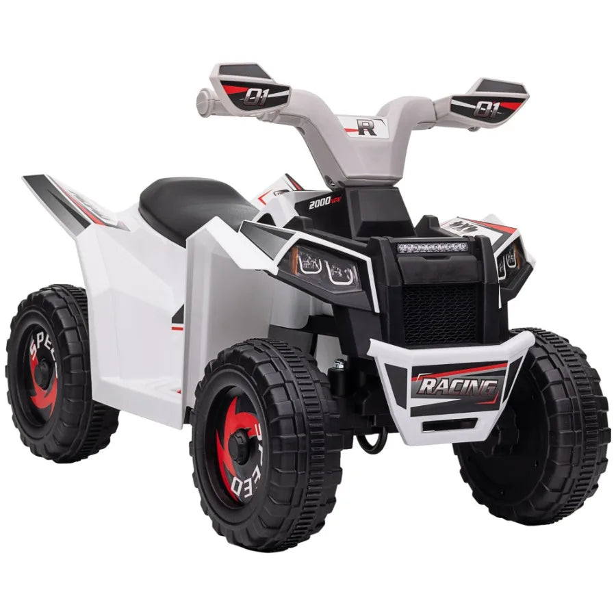 ATV Quad Car 6V FourWheeler for with Forward Backward Function WearResistant Wheels for Toddlers Ages 1836 Months White