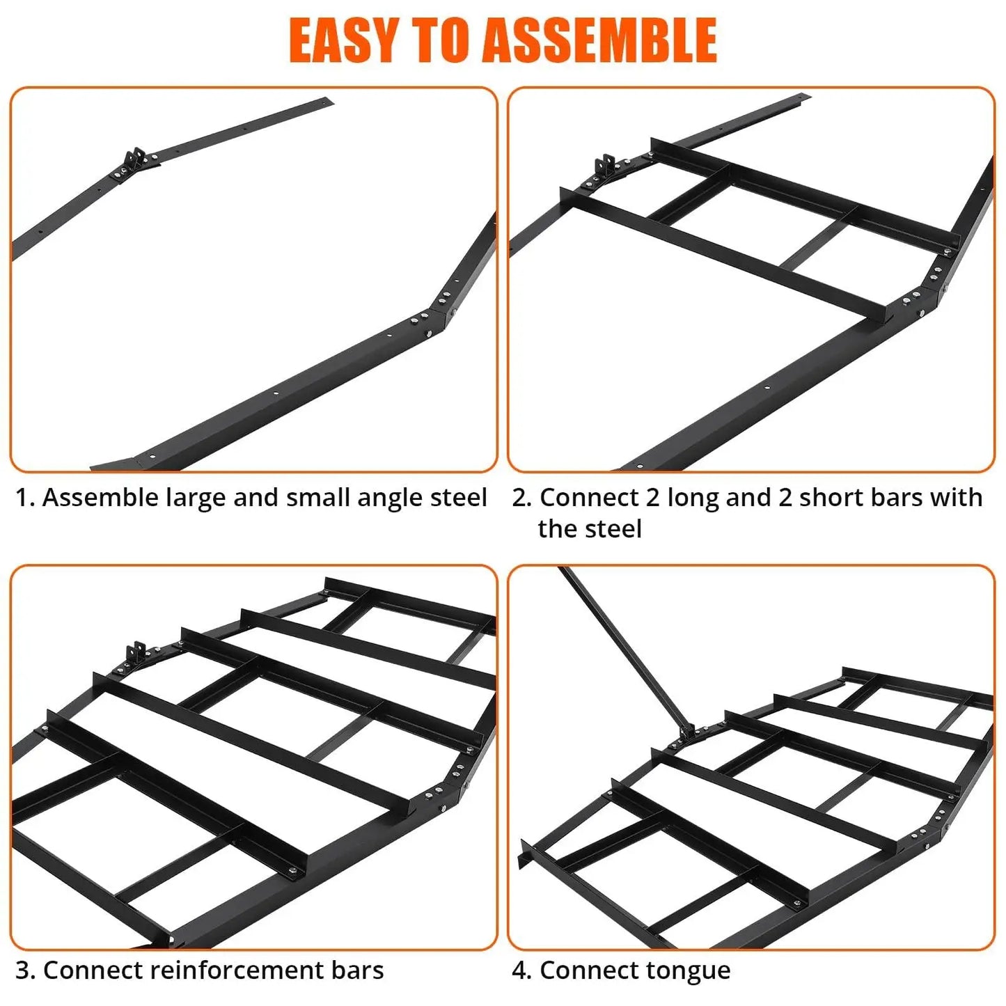 74" Width Driveway Drag Heavy Duty Steel Driveway Grader for ATV UTV Garden Lawn Tractors Topdressing Spreader Tool Wide Drag Le