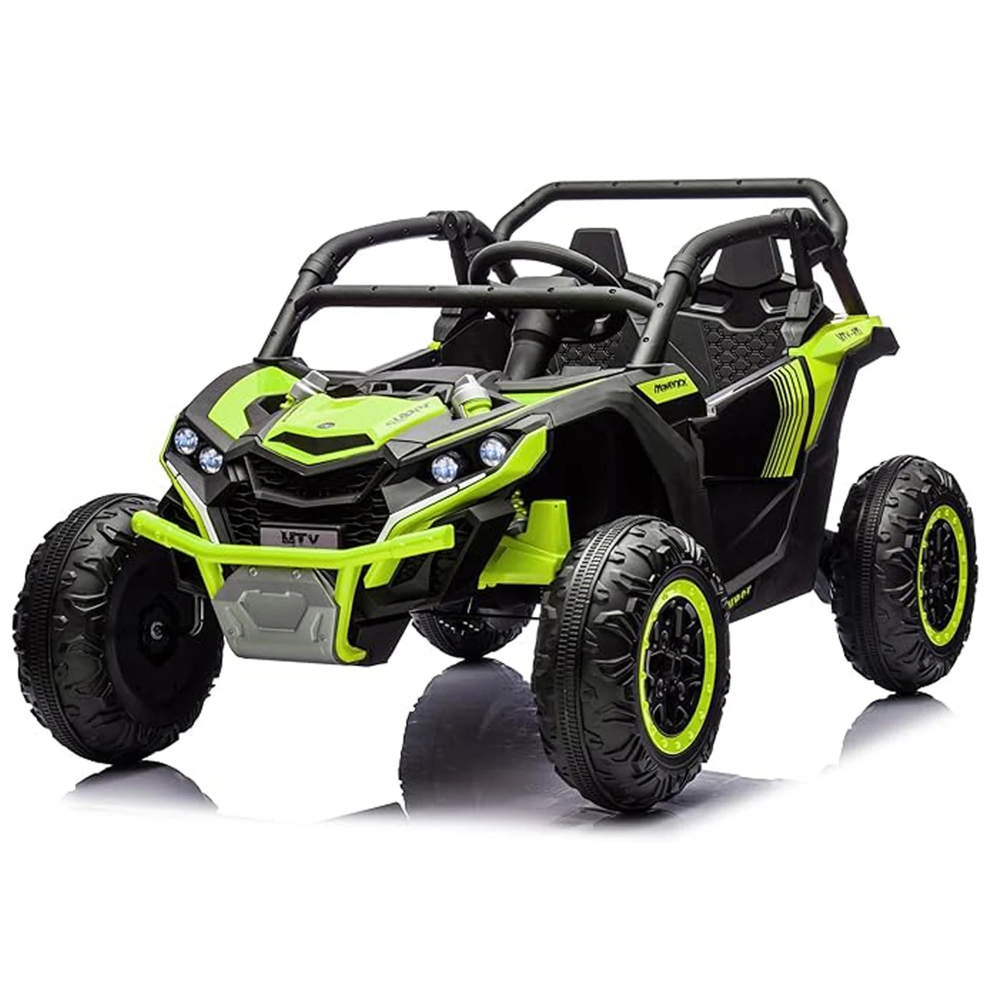24V Kids Ride On Utv,2-Seater 4WD Off Road Electric Vehicle with Remote Control,Led Lights, 4 Shock Absorbers, One-Button Start