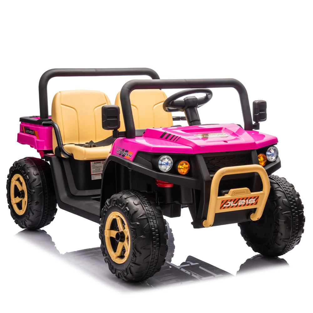 24V XXXL Kids Ride on UTV W/Parents Remote Control,Two-seater,Automatic Tipping Bucket,Rear Wheel Suspension,Slow Start
