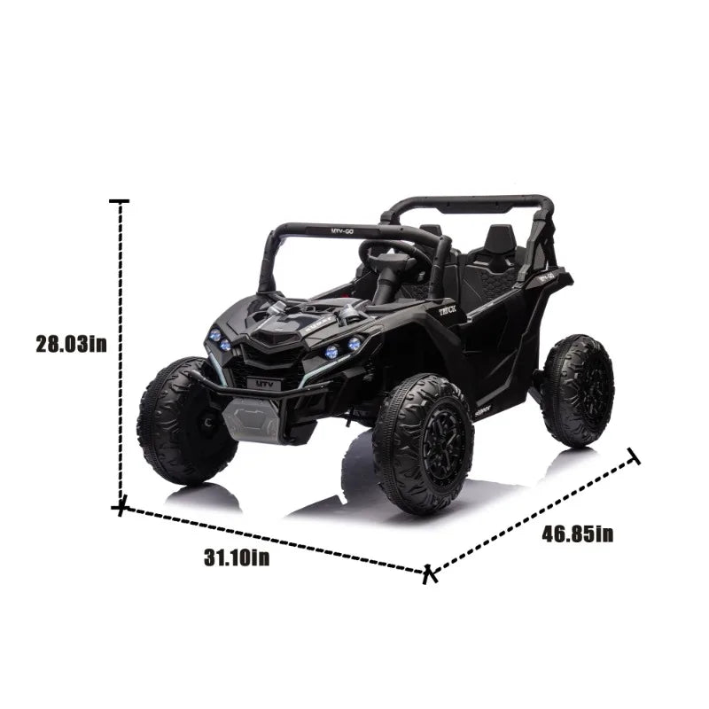 24V Two-Seater Kids Ride On UTV,Anti-collision bar,Storage space,Music,USB,Bluetooth,Volume control,for Kids 3+.