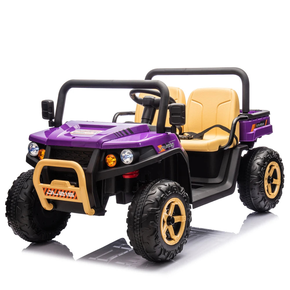 24V XXXL Kids Ride on UTV W/Parents Remote Control,Two-seater,Automatic Tipping Bucket,Rear Wheel Suspension,Slow Start