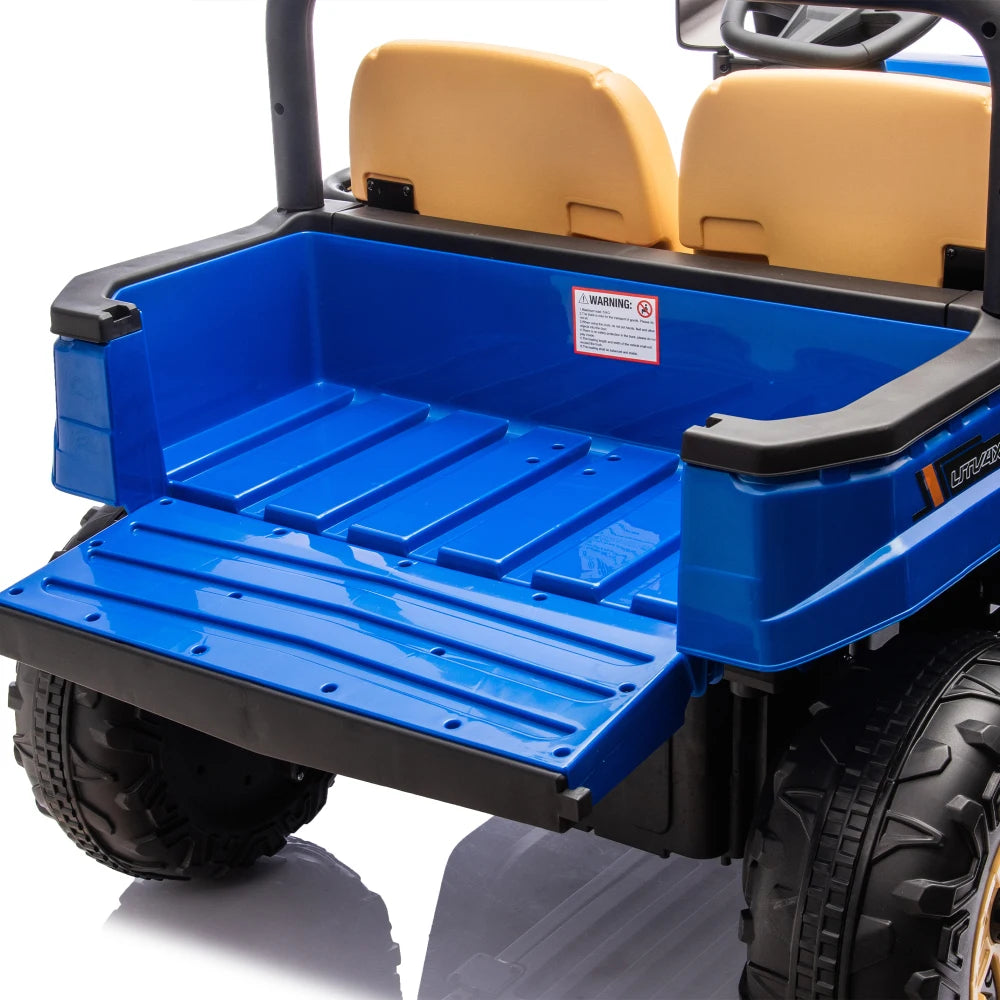24V XXXL Kids Ride on UTV W/Parents Remote Control,Two-seater,Automatic Tipping Bucket,Rear Wheel Suspension,Slow Start