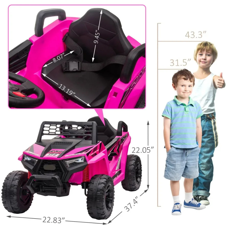 12V kids Ride On Mini UTV Electric Car with Front LED Lights and Horn Single Seat with a Safety Belt Forward Reverse Function