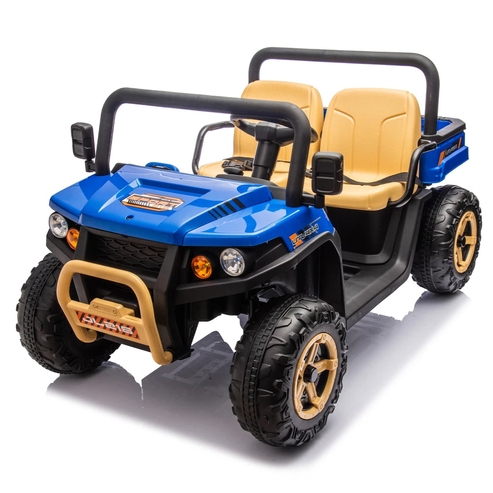 24V XXXL Kids Ride on UTV W/Parents Remote Control,Two-seater,Automatic Tipping Bucket,Rear Wheel Suspension,Slow Start