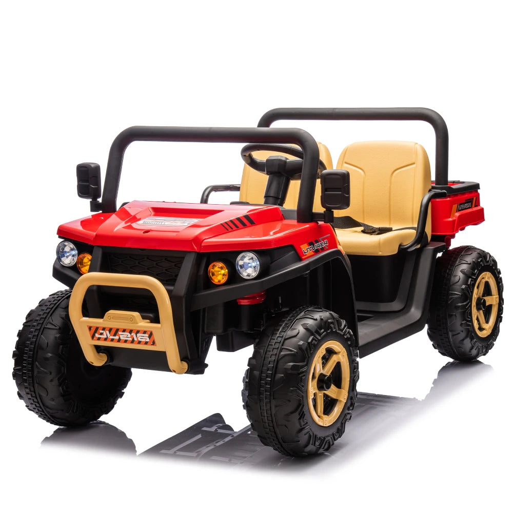 24V XXXL Kids Ride on UTV W/Parents Remote Control,Two-seater,Automatic Tipping Bucket,Rear Wheel Suspension,Slow Start