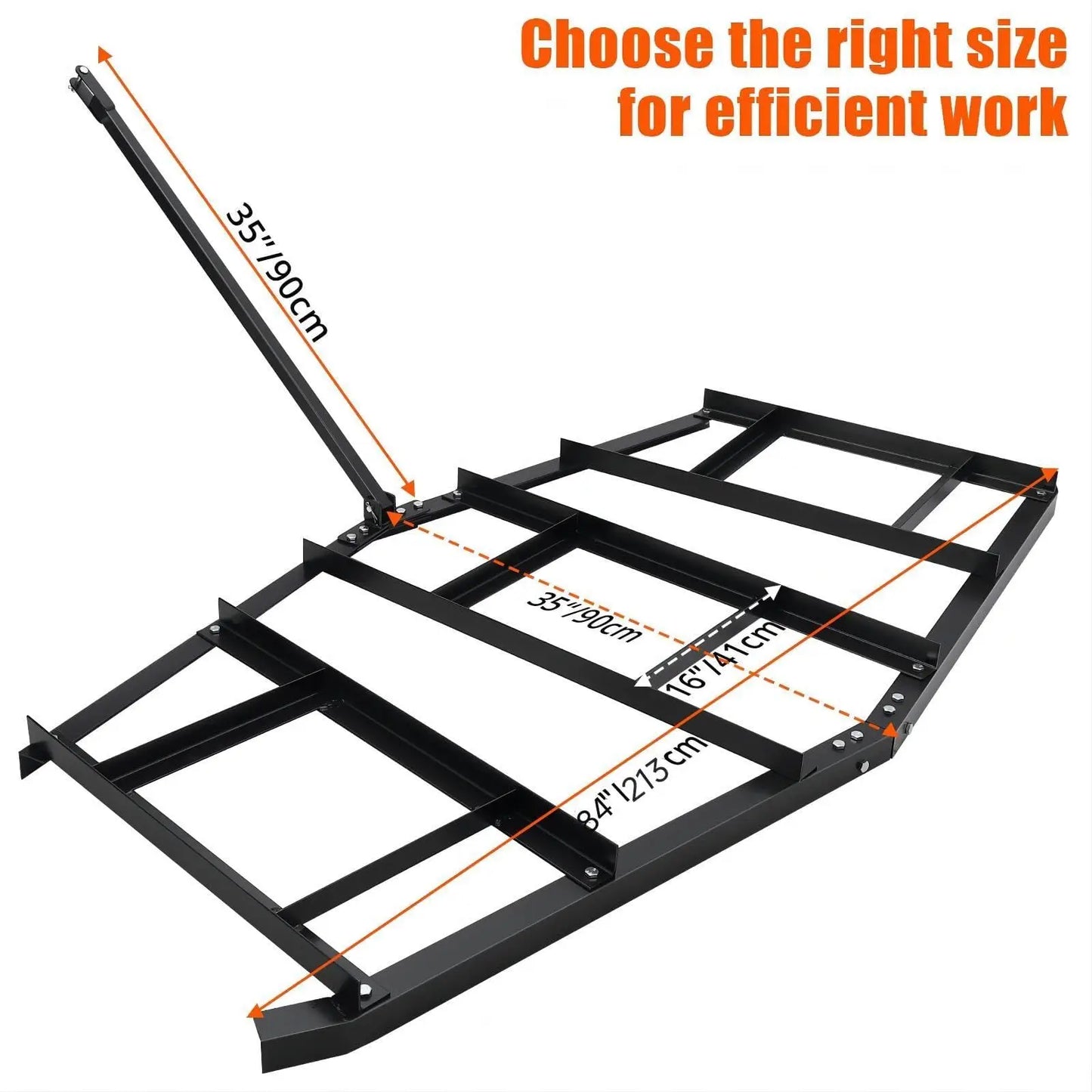 74" Width Driveway Drag Heavy Duty Steel Driveway Grader for ATV UTV Garden Lawn Tractors Topdressing Spreader Tool Wide Drag Le