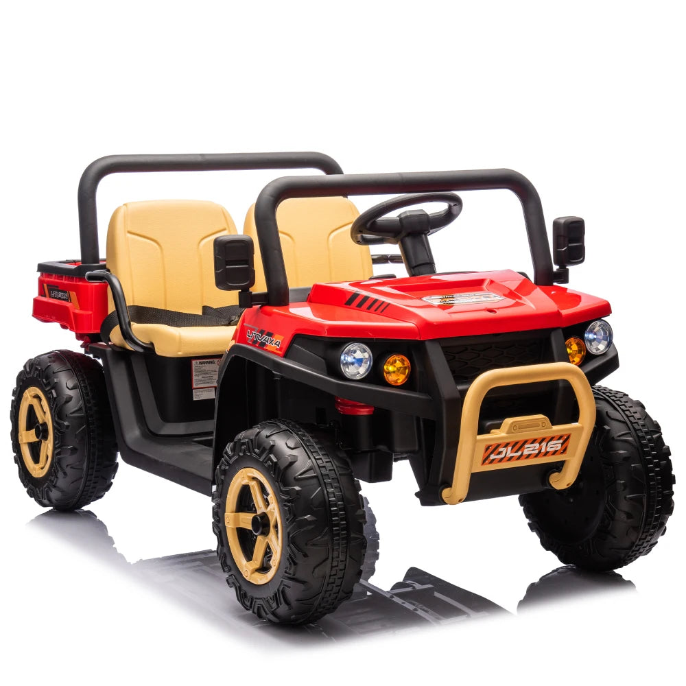 24V XXXL Kids Ride on UTV W/Parents Remote Control,Two-seater,Automatic Tipping Bucket,Rear Wheel Suspension,Slow Start