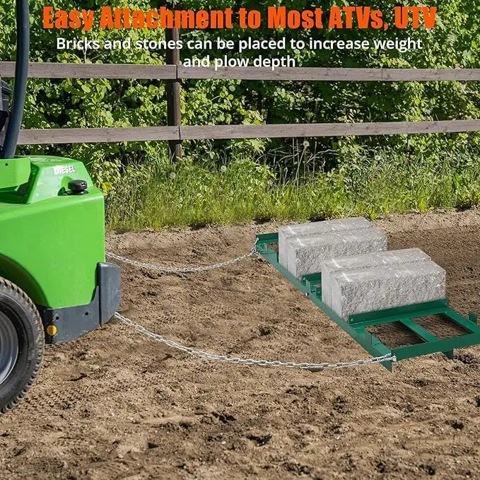 Land Leveler 48" Width, Heavy Duty Drag Harrow for ATV, UTV, Tractor - Lawn Rake, Versatile Applications, Enhanced Depth