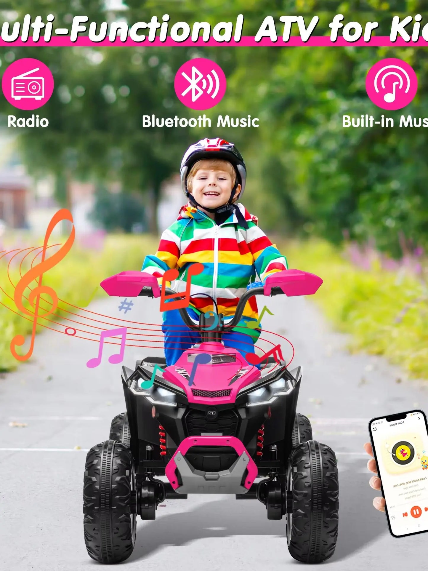Kids ATV 4 Wheeler, Upgraded 2 Seater 24V Ride On Toy for Big Kid w/800W Powerful Motor, Battery Powered