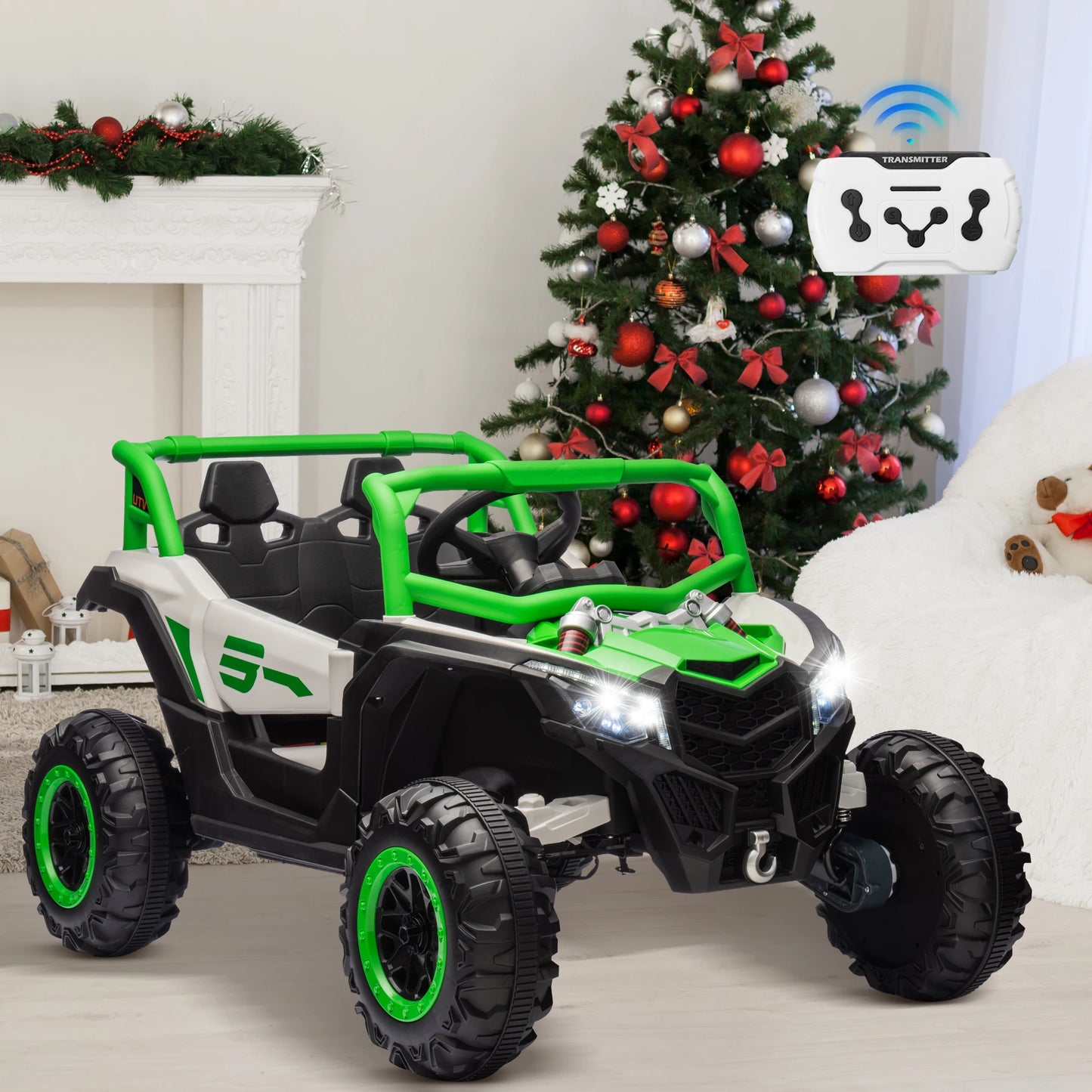 24V Ride On Car for Kids w/Remote Control, Battery Powered Off-Road UTV, 4x150W Motors,4 Shock Absorbers, 4.5 Mph Max S