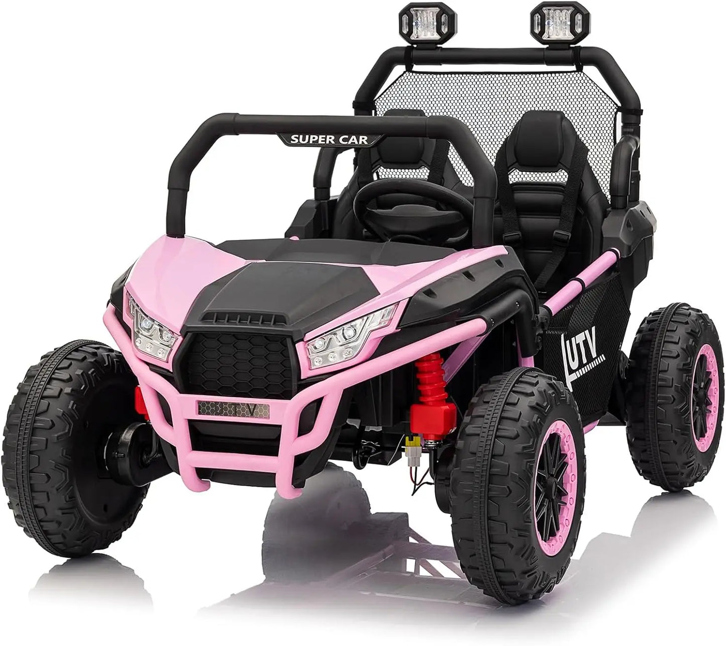 24V Ride on UTV Kids Car with Remote Control, Ride on Truck with Spring Suspensions, 2 Speeds,Lights, Treaded Tires