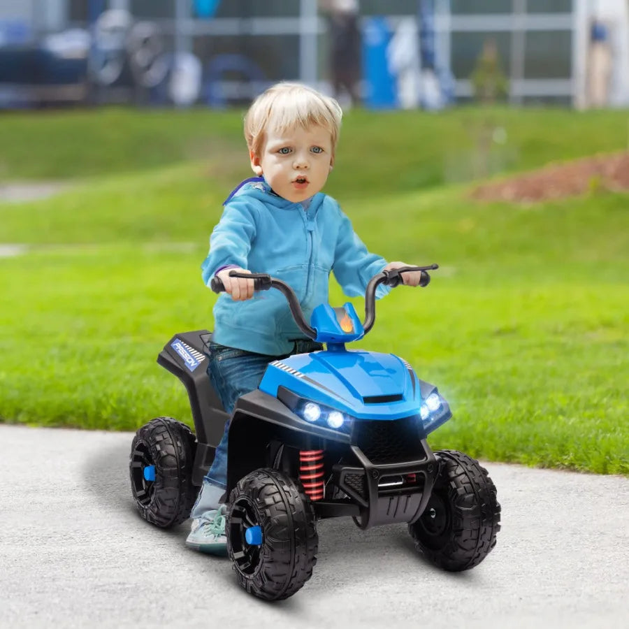 Qaba 12V ATV Battery Powered Four Wheeler with Spring Suspension Forward Reverse LED Lights Music MP3 Electric Car for Boys Gir