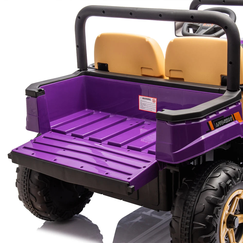 24V XXXL Kids Ride on UTV W/Parents Remote Control,Two-seater,Automatic Tipping Bucket,Rear Wheel Suspension,Slow Start