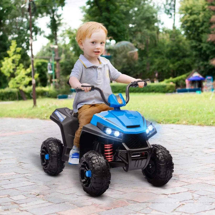 Qaba 12V ATV Battery Powered Four Wheeler with Spring Suspension Forward Reverse LED Lights Music MP3 Electric Car for Boys Gir