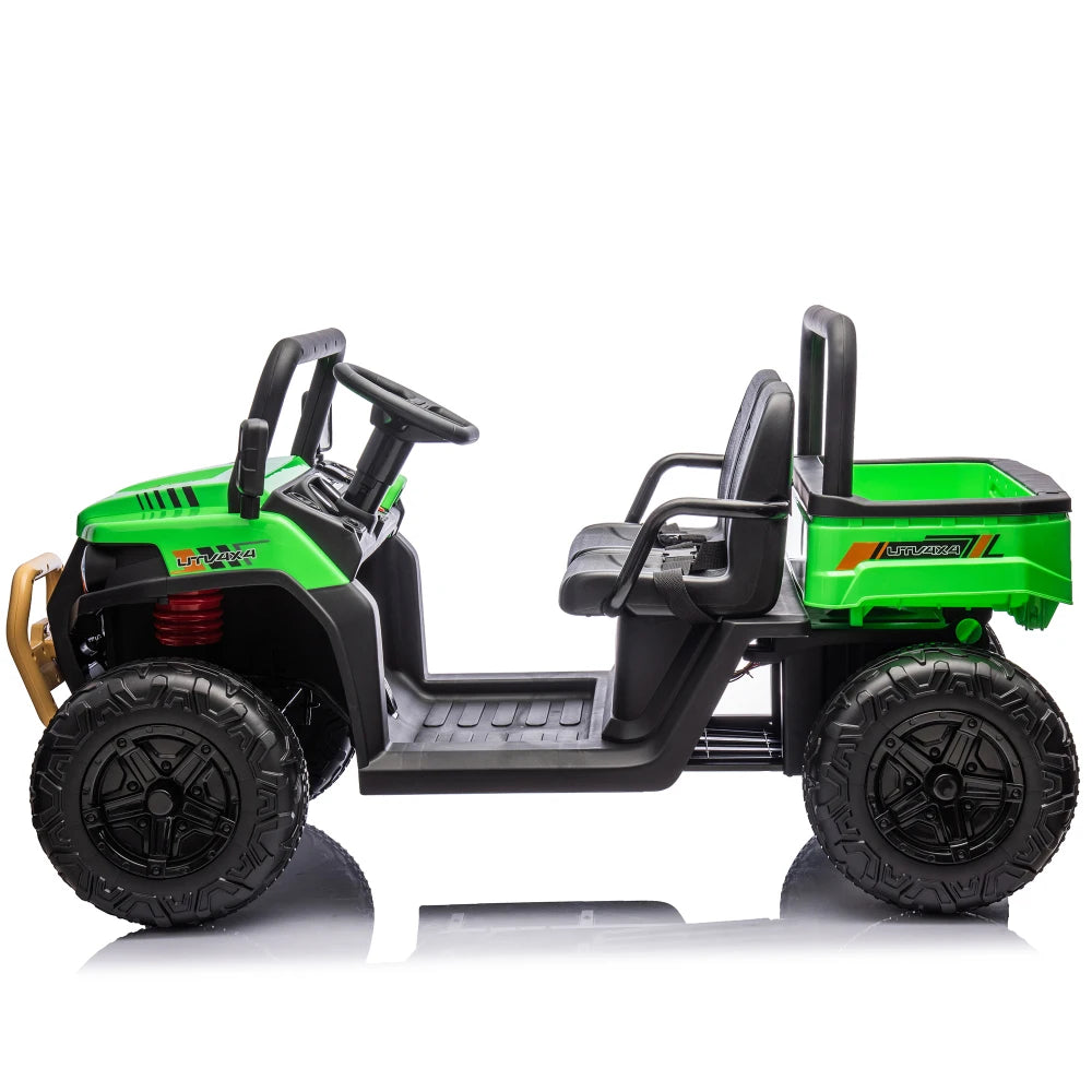 24V XXXL Kids Ride on UTV W/Parents Remote Control,Two-seater,Automatic Tipping Bucket,Rear Wheel Suspension,Slow Start