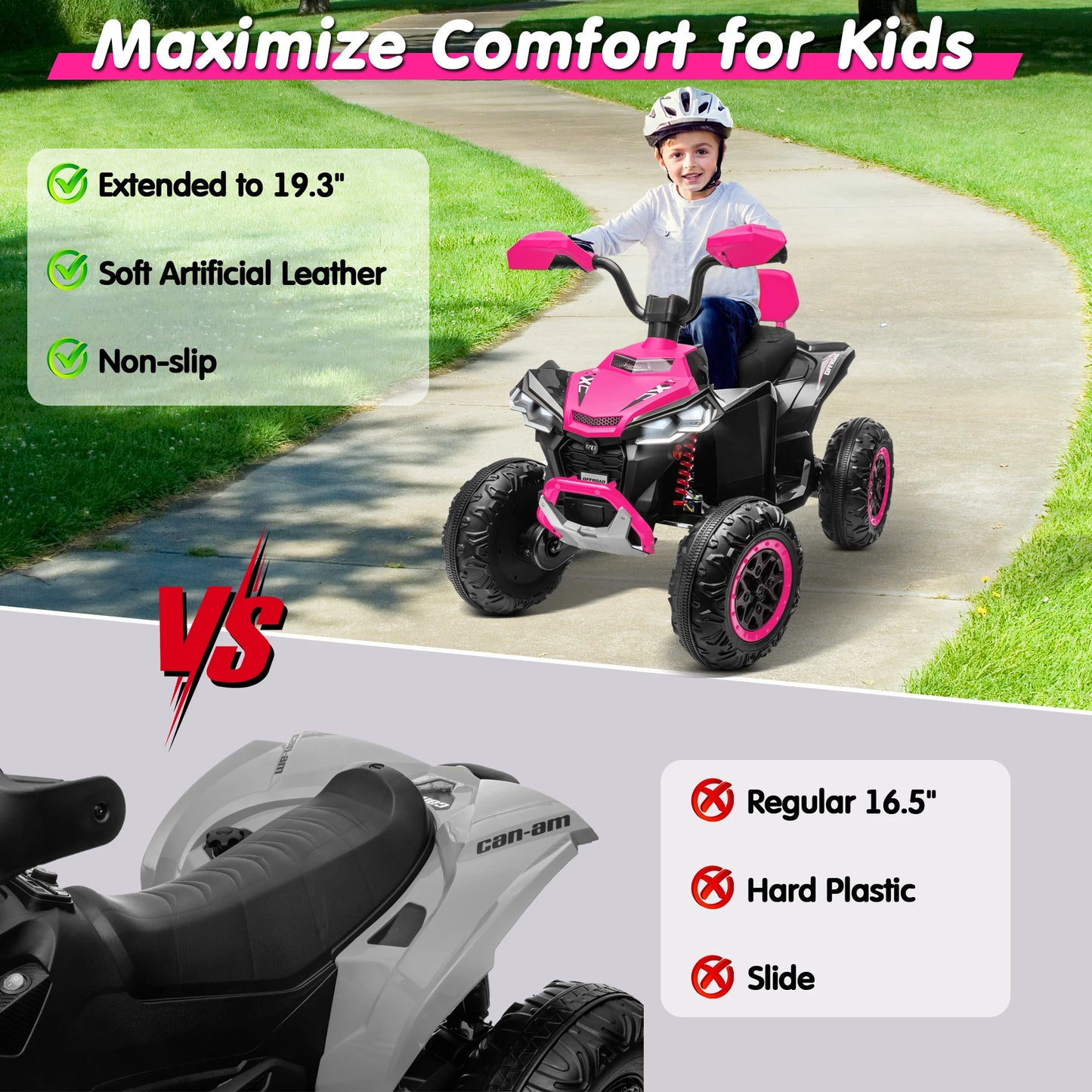 Kids ATV 4 Wheeler, Upgraded 2 Seater 24V Ride On Toy for Big Kid w/800W Powerful Motor, Battery Powered