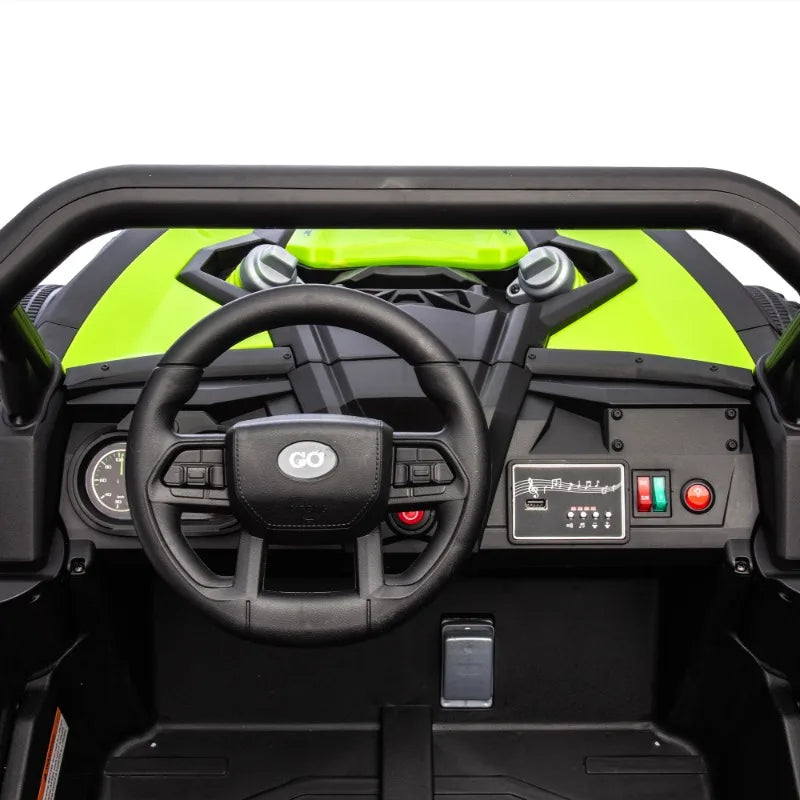 24V Two-Seater Kids Ride On UTV W/Parents Remote Control,Four-Wheel Suspension,Anti-collision bar,Music,Bluetooth for Kids 3+.