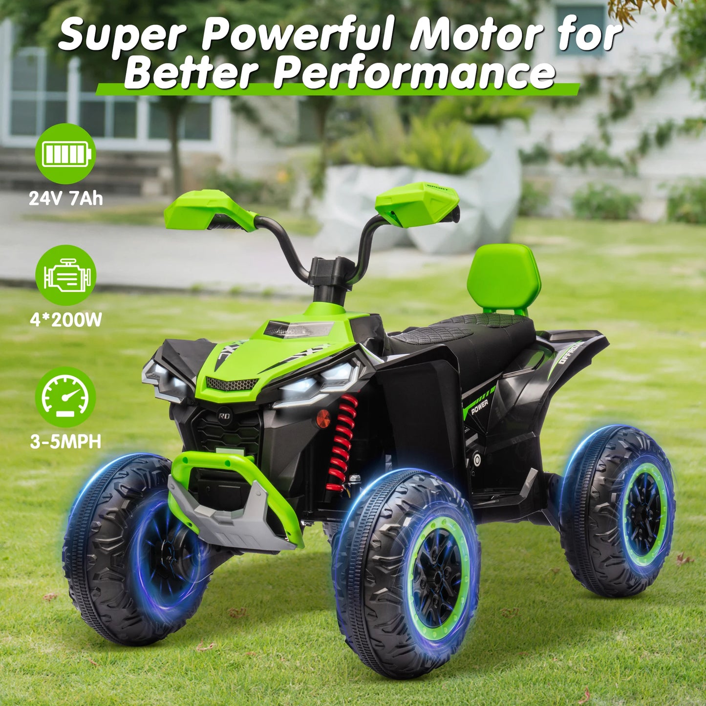 Kids ATV 4 Wheeler, Upgraded 2 Seater 24V Ride On Toy for Big Kid w/800W Powerful Motor, Battery Powered
