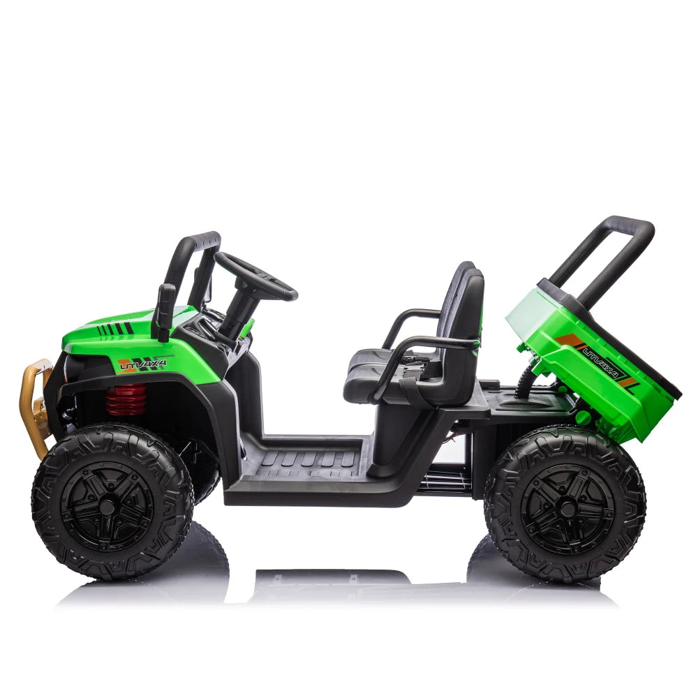 24V XXXL Kids Ride on UTV W/Parents Remote Control,Two-seater,Automatic Tipping Bucket,Rear Wheel Suspension,Slow Start