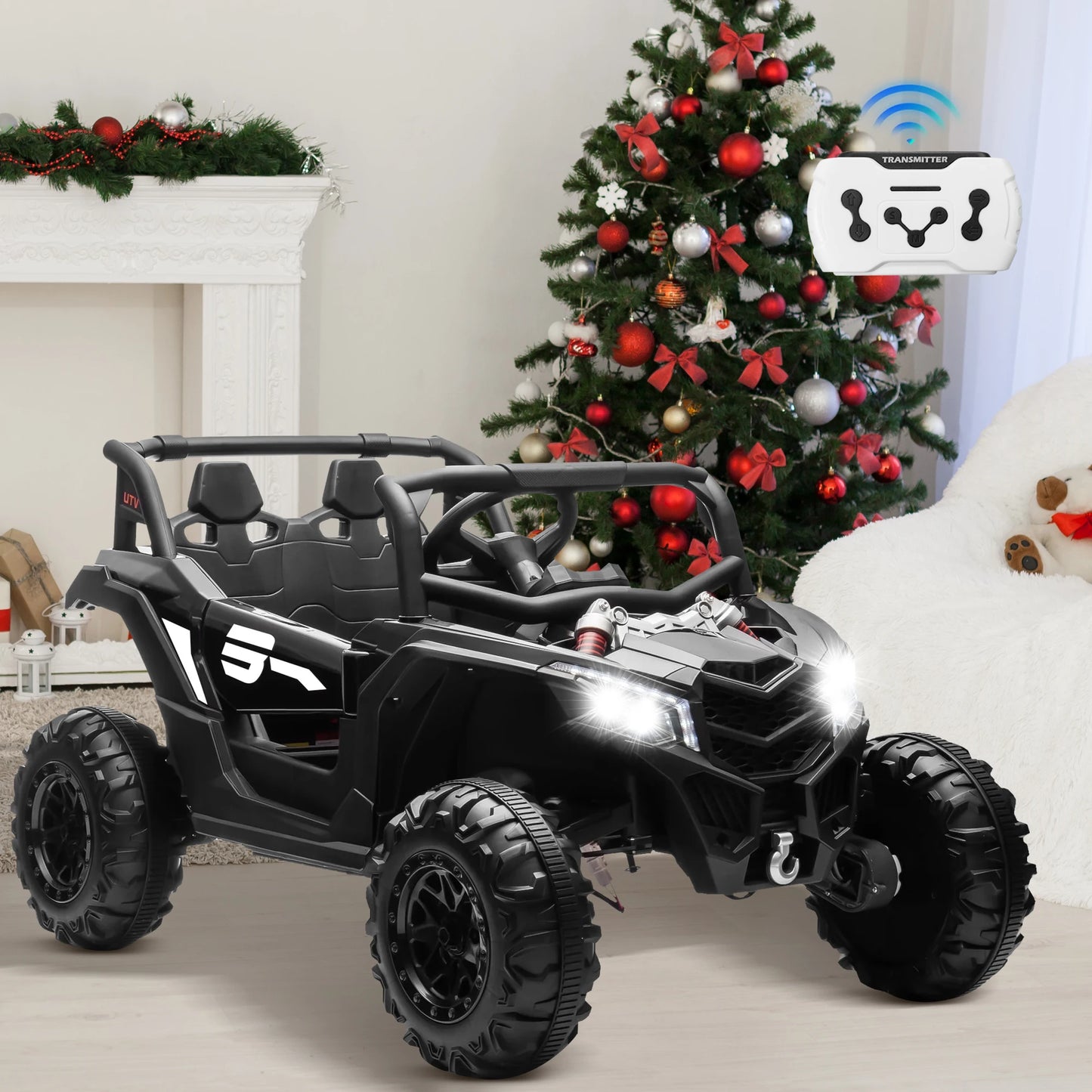 24V Ride On Car for Kids w/Remote Control, Battery Powered Off-Road UTV, 4x150W Motors,4 Shock Absorbers, 4.5 Mph Max S