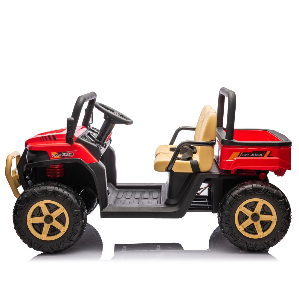 24V XXXL Kids Ride on UTV W/Parents Remote Control,Two-seater,Automatic Tipping Bucket,Rear Wheel Suspension,Slow Start