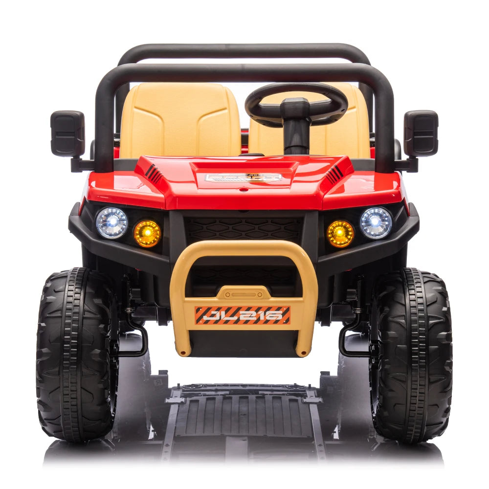 24V XXXL Kids Ride on UTV W/Parents Remote Control,Two-seater,Automatic Tipping Bucket,Rear Wheel Suspension,Slow Start